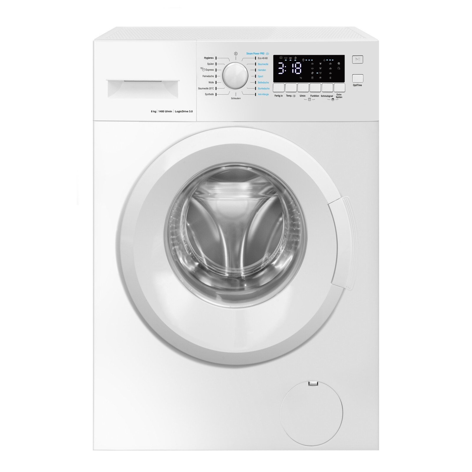 Machine à laver 8 kg — classe A, 1 400 tr/min